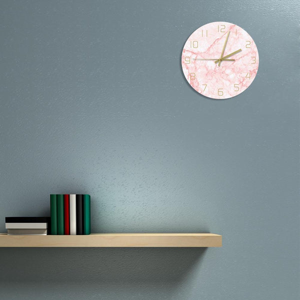 Pretty Pink Marble Print Round Wall Clock Nordic Decor Wall Clocks