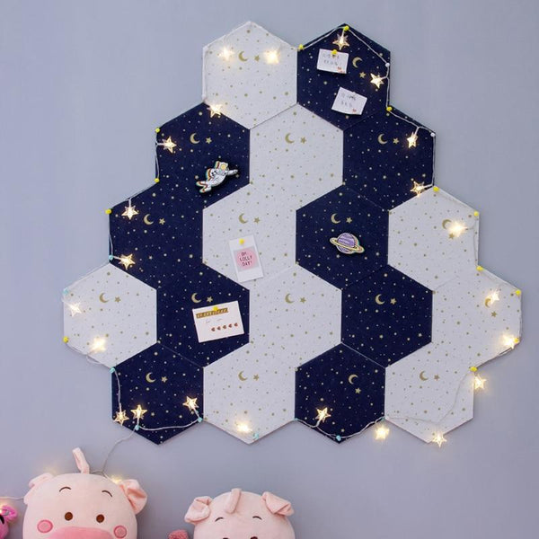 7Pcs Hexagon Moon Star Felt Board Photo Display Wall Art Message Boards