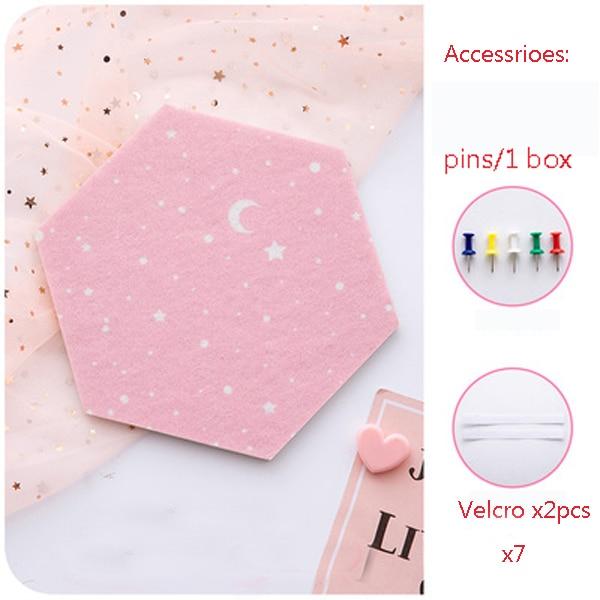 7Pcs Hexagon Moon Star Felt Board Photo Display Wall Art Message Boards