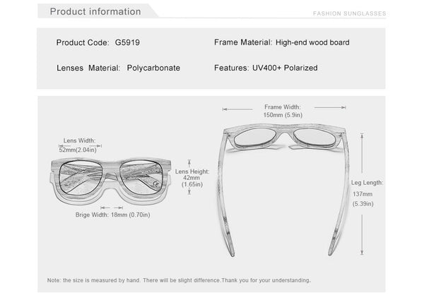 Handmade Brown Natural Polarized Gradient Lens Sunglasses