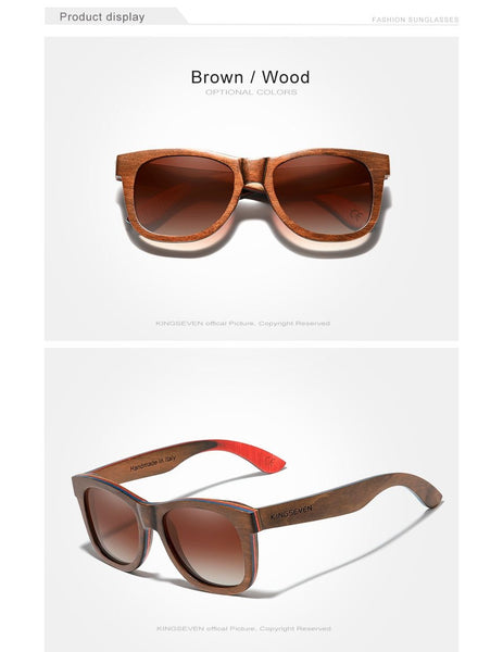 Handmade Brown Natural Polarized Gradient Lens Sunglasses