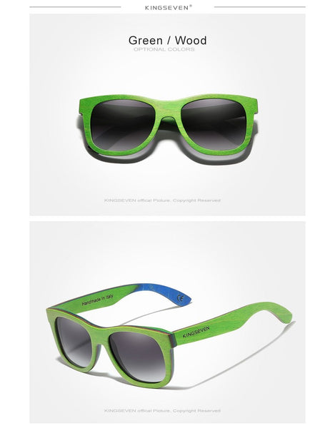 Handmade Natural Green Polarized Gradient Lens Sunglasses
