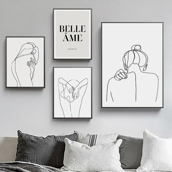 Abstract Feminine Beauty Minimalist Wall Art Unframed Canvas Print Posters & Prints