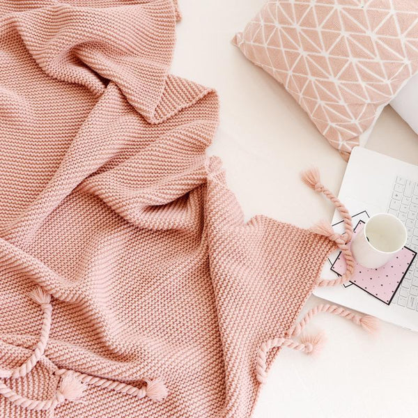 Long Tassel Knitted Blanket Throw Blankets