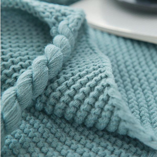 Long Tassel Knitted Blanket Throw Blankets