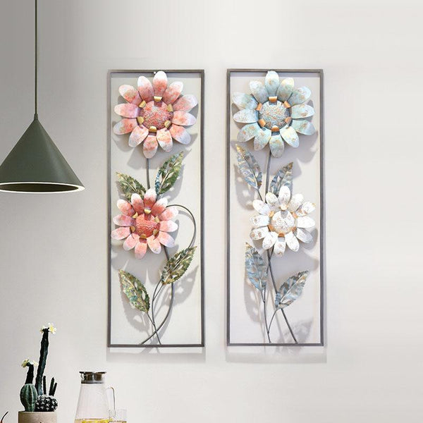 Modern Wrought Iron 3D Flower Or Birds Hanging Wall Decorations Sculptures & Figurines