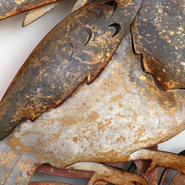 Modern Wrought Iron 3D Flower Or Birds Hanging Wall Decorations Sculptures & Figurines