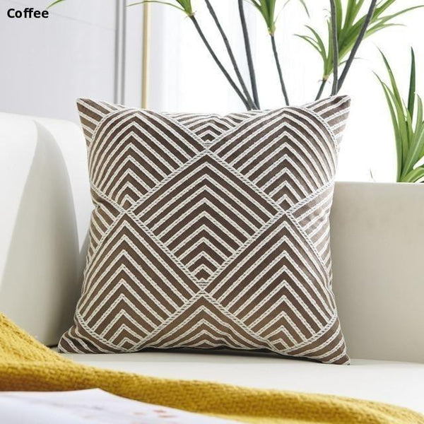 Modern Geometric Embroidered Velvet Cushion Covers Decor Cushions & Decorative Pillows