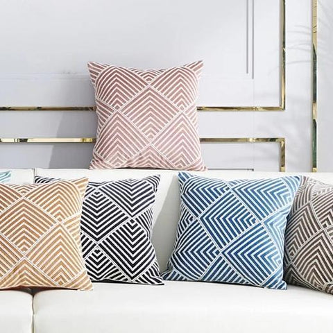 Modern Geometric Embroidered Velvet Cushion Covers Home Decor