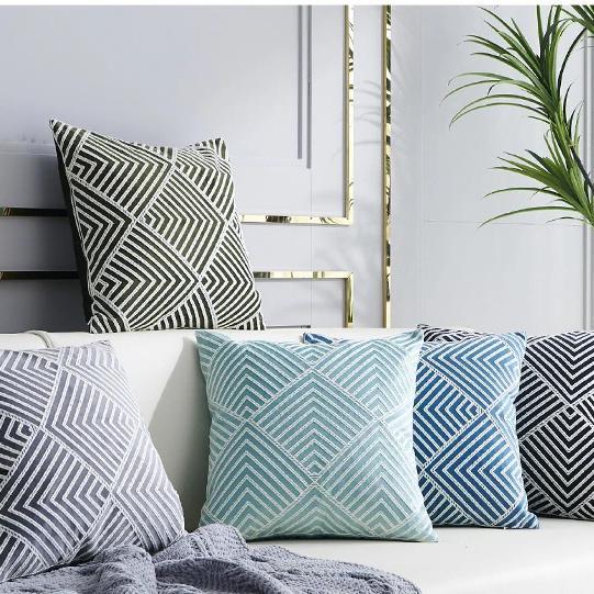 Modern Geometric Embroidered Velvet Cushion Covers Decor Cushions & Decorative Pillows