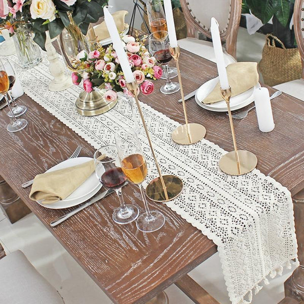 Elegant Lace Macrame Table Runner Table Runners