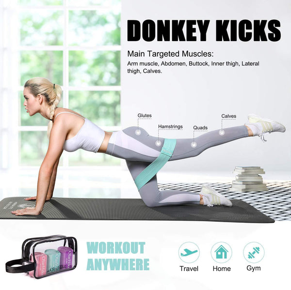 3 / Set Fabric Resistance Bands Butt Exercise Loop Hip Circle Legs Glutes Women Fitness Yoga & Pilates Accessories