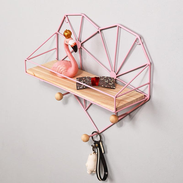 Nordic Love Heart Wall Shelf Wrought Iron Grid Plant Stand Decor Tabletop & Shelf Décor