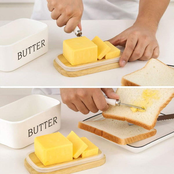 Nordic Ceramic Butter Dish With Lid Knife Butter Dishes