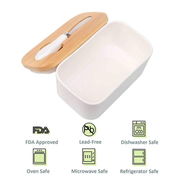 Nordic Ceramic Butter Dish With Lid Knife Butter Dishes