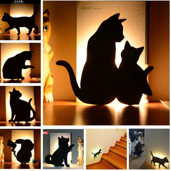 Cute Cat Wall Led Motion Sensor Lamp Smart Night Light Night Lights