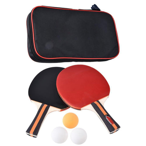 Pair Of Table Tennis Bats Ping Pong Paddle Racket Set With 3 Balls Home Fitness