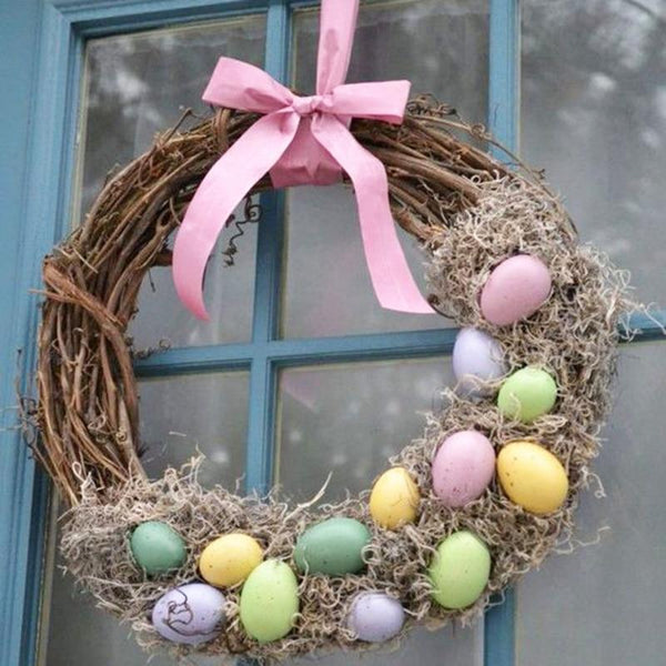 Diy Easter Craft Garland Wreath Decoration Rattan Wall Hanging Seasonal Decorations