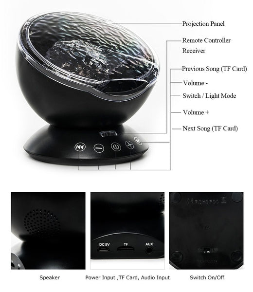 Ocean Wave Projector Led Night Light Usb Remote Control Night Lights