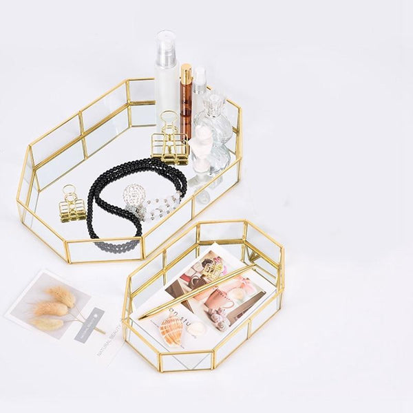Elegant Modern Bathroom Storage Gold Tray Decor Bathroom Storage & Organisers