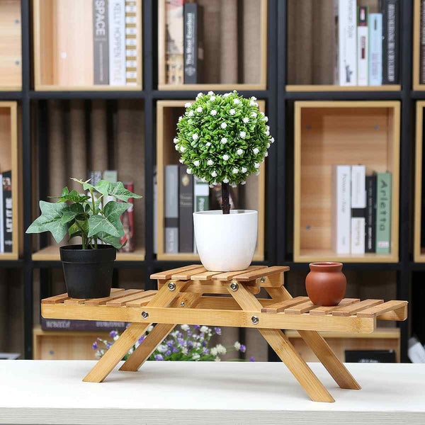 Bamboo Plant Flower Shelf Stand Indoor Or Outdoor Pot Rack Holder Home Decor