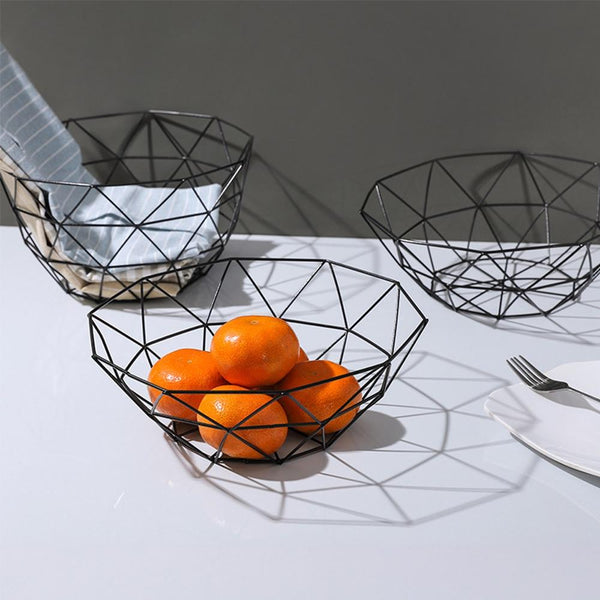 Creative Geometric Metal Fruit Basket Storage Bowl Racks & Holders