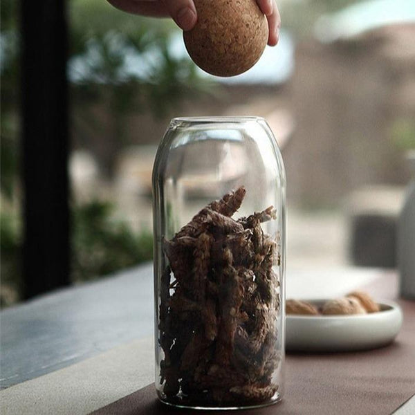 Glass Storage Containers With Round Cork Lid Natural Rustic Decor Canisters & Jars