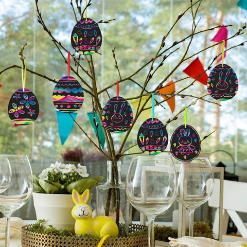 Diy Easter Craft 24Pcs Magic Colour Scratch Ornaments Decorations