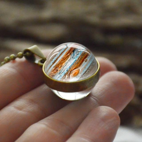 Veile Studios Glass Ball Planet Pendant Necklace Solar System Astronomy Jewellery Necklaces & Pendants