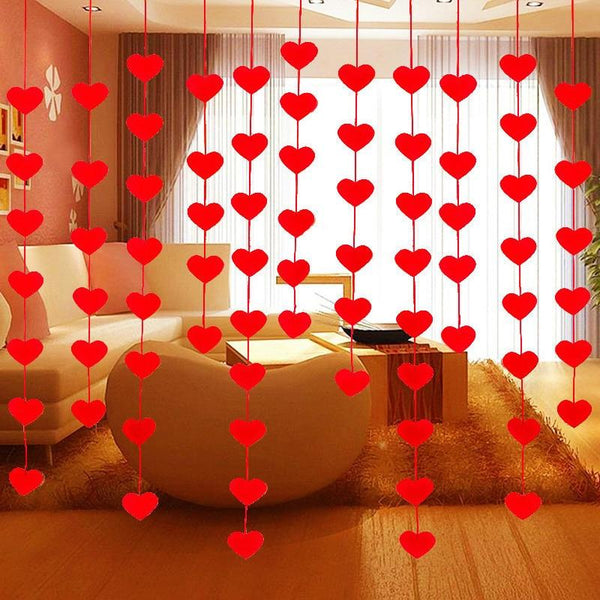 Romantic Diy Red Love Heart Garlands 16 Hearts With Rope Decorations Flowers Petals & Garlands