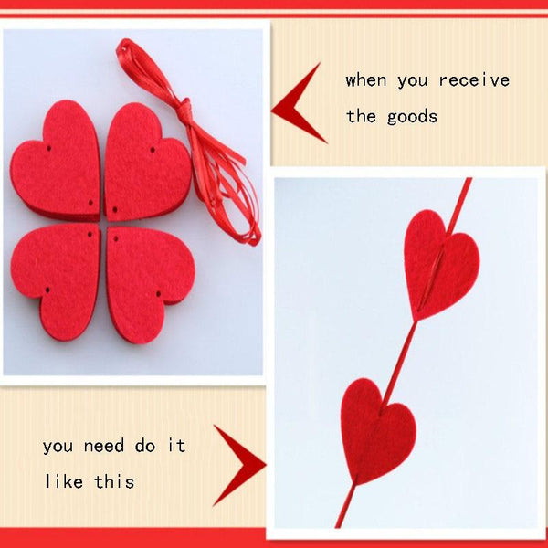 Romantic Diy Red Love Heart Garlands 16 Hearts With Rope Decorations Flowers Petals & Garlands