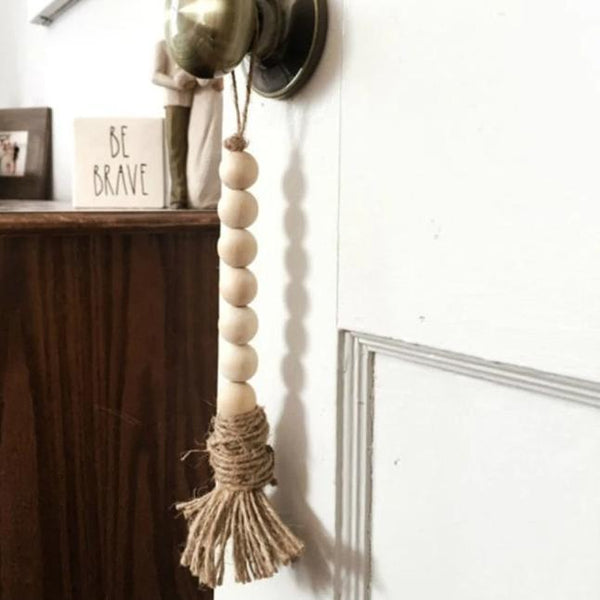 Natural Wooden Beaded Tassel Country Home Decor