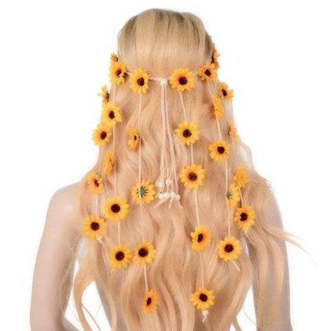 Boho Headband Sunflower Daisies Crown Hair Accessories Women