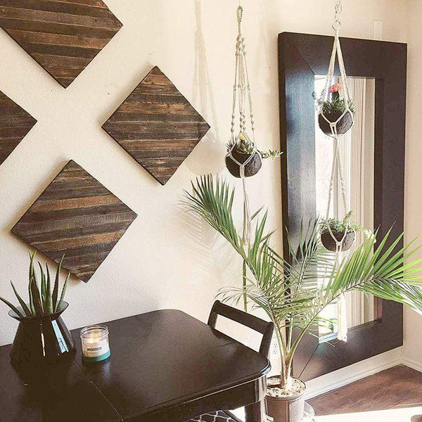 Set Of 5 Macrame Plant Hangers Cotton Rope Hanging Planters Decor Hooks & Hangers