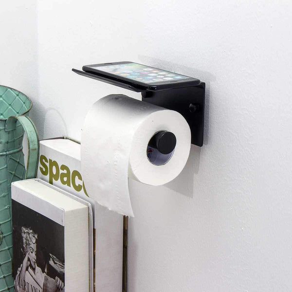 Metal Toilet Paper Holder With Shelf Bathroom Storage