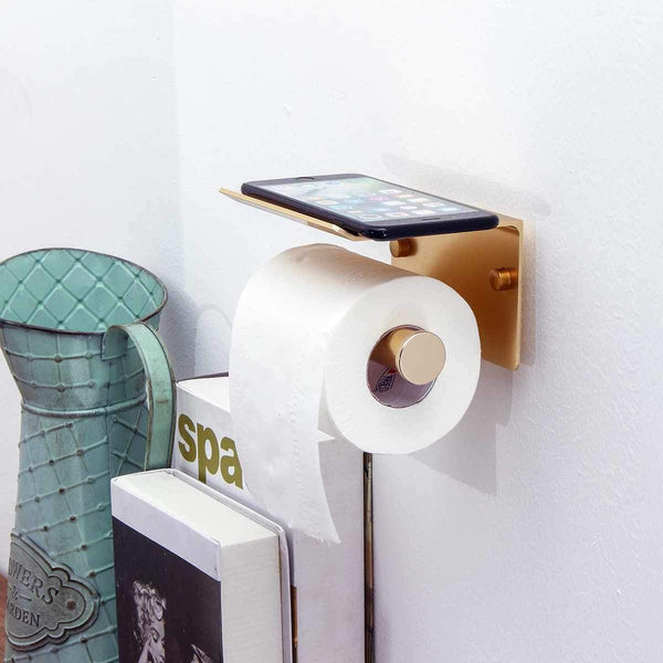 Metal Toilet Paper Holder With Shelf Bathroom Storage