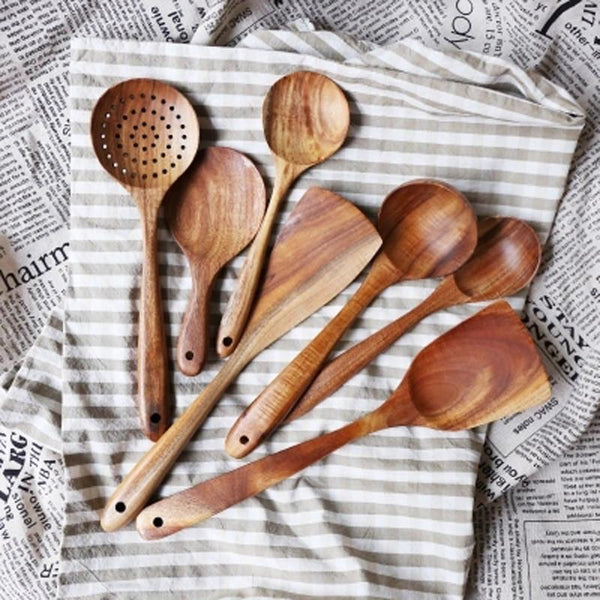 Rustic Country Teak Kitchen Tools Cooking Utensils