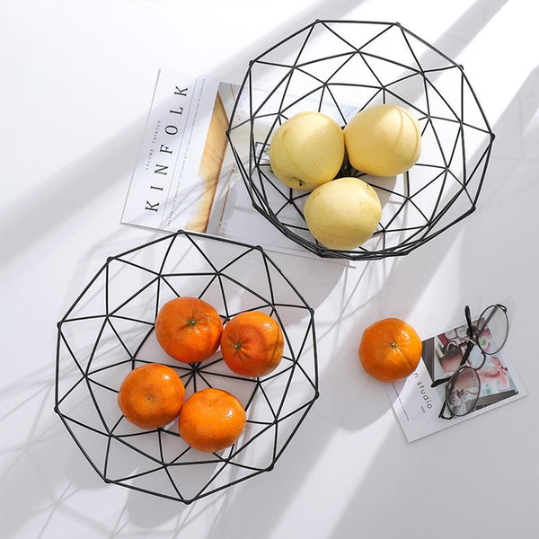 Creative Geometric Metal Fruit Basket Storage Bowl Racks & Holders