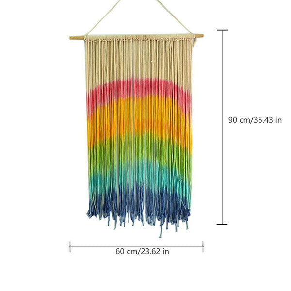 Rainbow Macrame Wall Hanging Handmade Cotton Tapestry Boho Art Tapestries