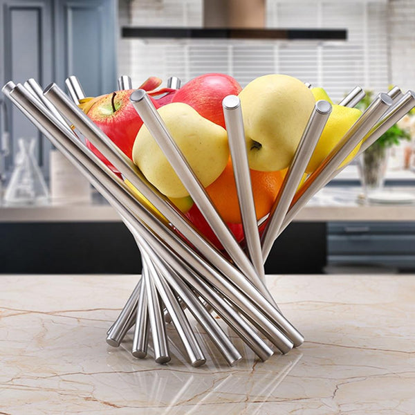 Stainless Steel Folding Fruit Basket Modern Unique Bowl Decor Racks & Holders
