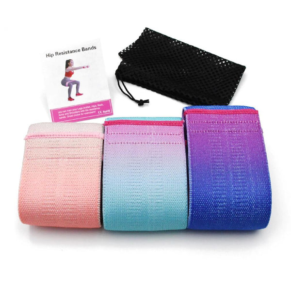 Fabric Resistance Booty Bands 3 Set Hip Workout Squats Exercise Guide Bag Fitness