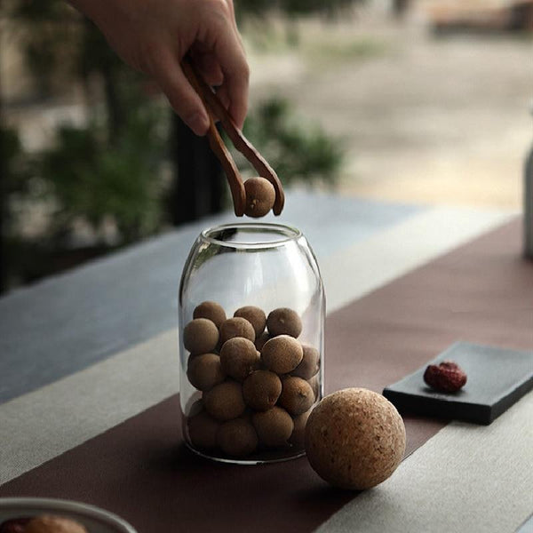 Glass Storage Containers With Round Cork Lid Natural Rustic Home Decor