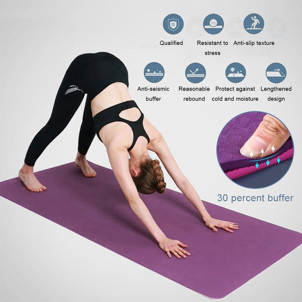 Two Tone Colours 6Mm Tpe Non Slip Yoga Mat Home Gym Fitness Equipment Exercise