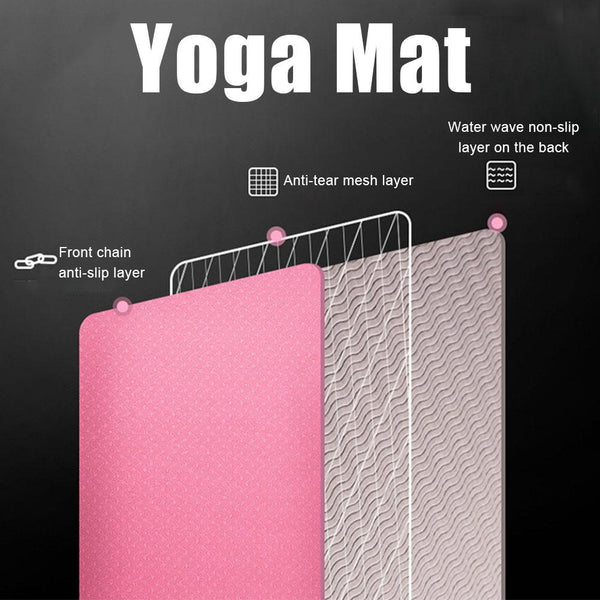 Two Tone Colours 6Mm Tpe Non Slip Yoga Mat Gym Fitness Equipment Exercise Mats & Non Slip Towels
