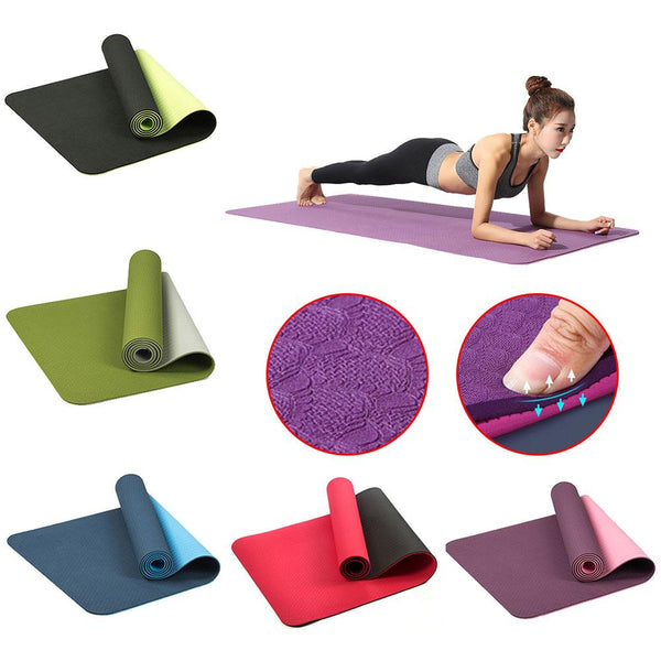 Two Tone Colours 6Mm Tpe Non Slip Yoga Mat Gym Fitness Equipment Exercise Mats & Non Slip Towels