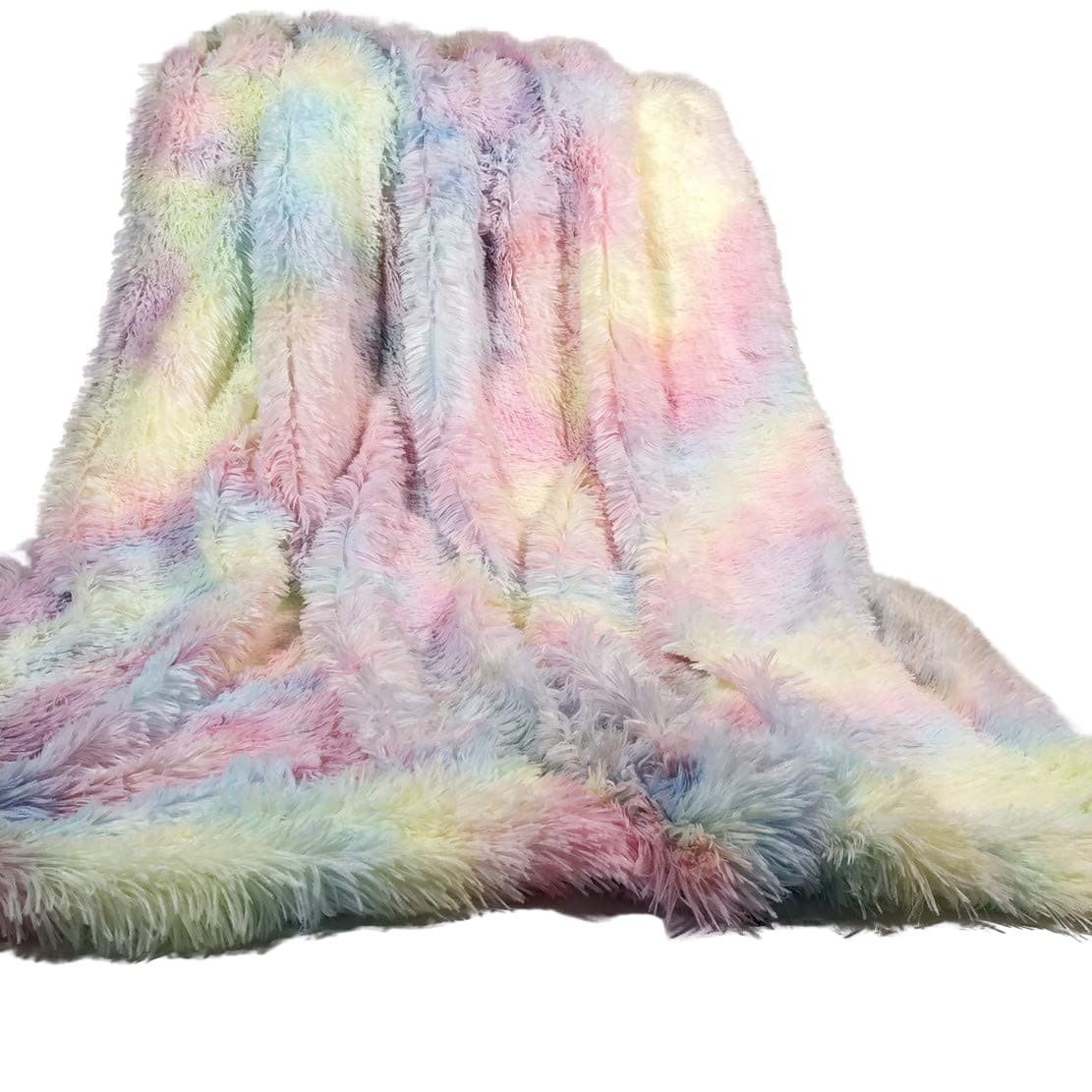 Blankets Colourful Rainbow Plush Super Soft Blanket Winter Warmers