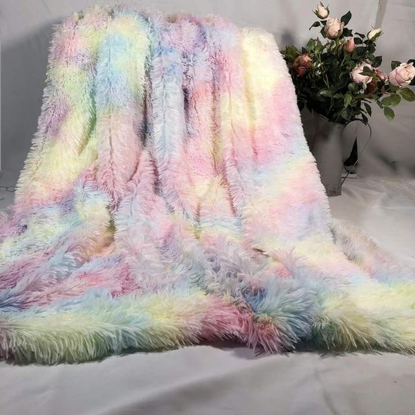 Colourful Rainbow Plush Super Soft Blanket Winter Warmers Blankets