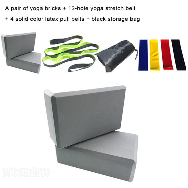 Fitness Kit Pilates Yoga Training Belt Resistance Bands Eva Blocks Home Gym Equipment