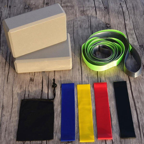 Fitness Kit Pilates Yoga Training Belt Resistance Bands Eva Blocks Gym Equipment Yoga Props