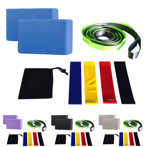 Fitness Kit Pilates Yoga Training Belt Resistance Bands Eva Blocks Gym Equipment Yoga Props